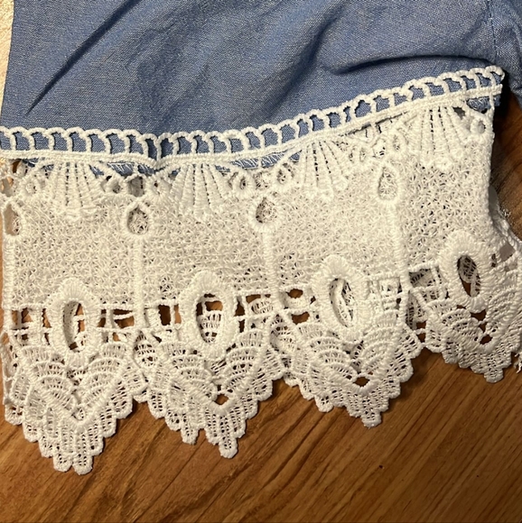 Mlle Gabrielle Blue Dress with White Lace Trim - Picture 3 of 3